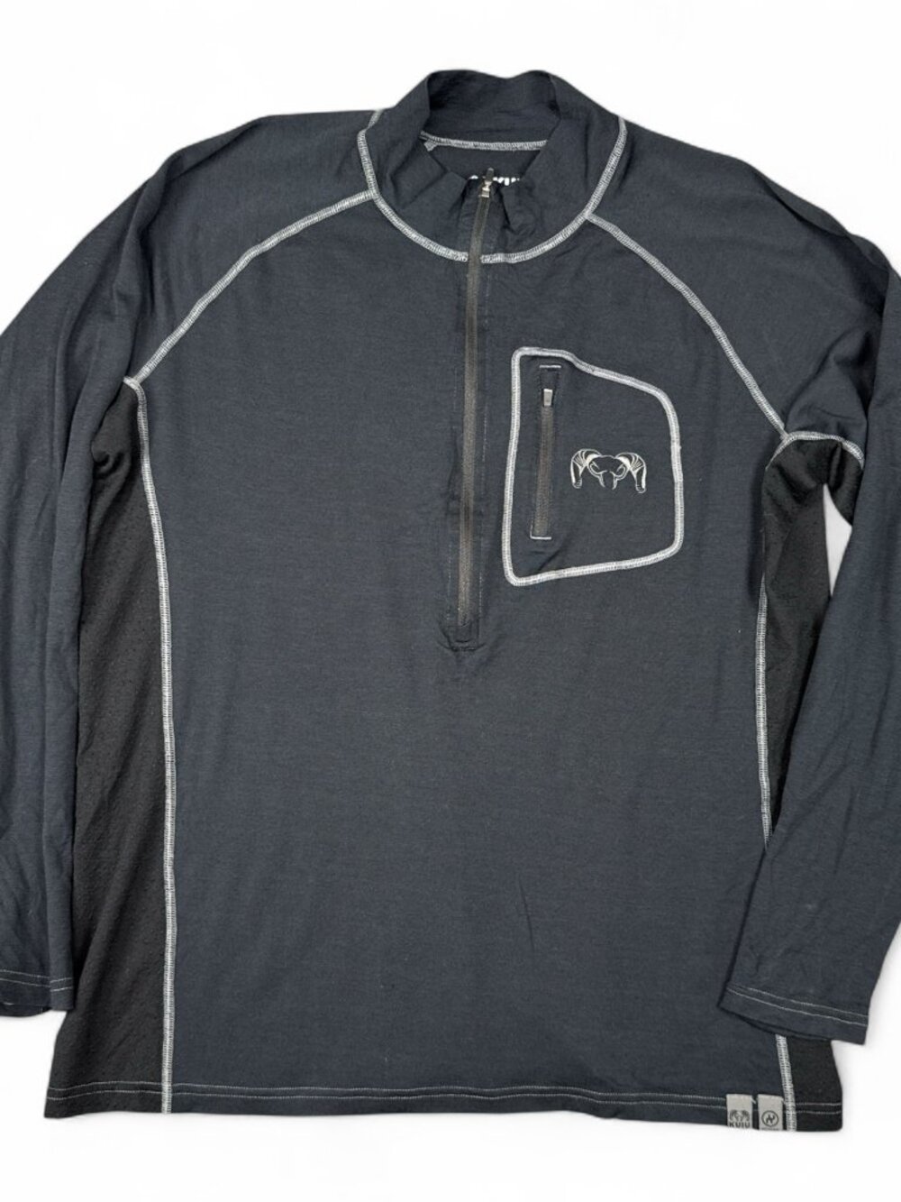 KUIU J8F1M Merino Wool 1/4 Zip Base Layer Top M Black Nuyarn
